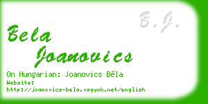 bela joanovics business card